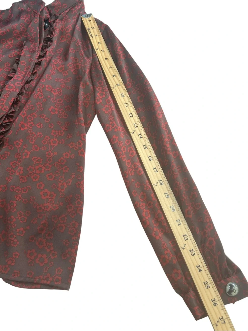 TIBI blouse  Womens 6 silk Floral Tie Neck Ruffle Romantic Dark Academia office